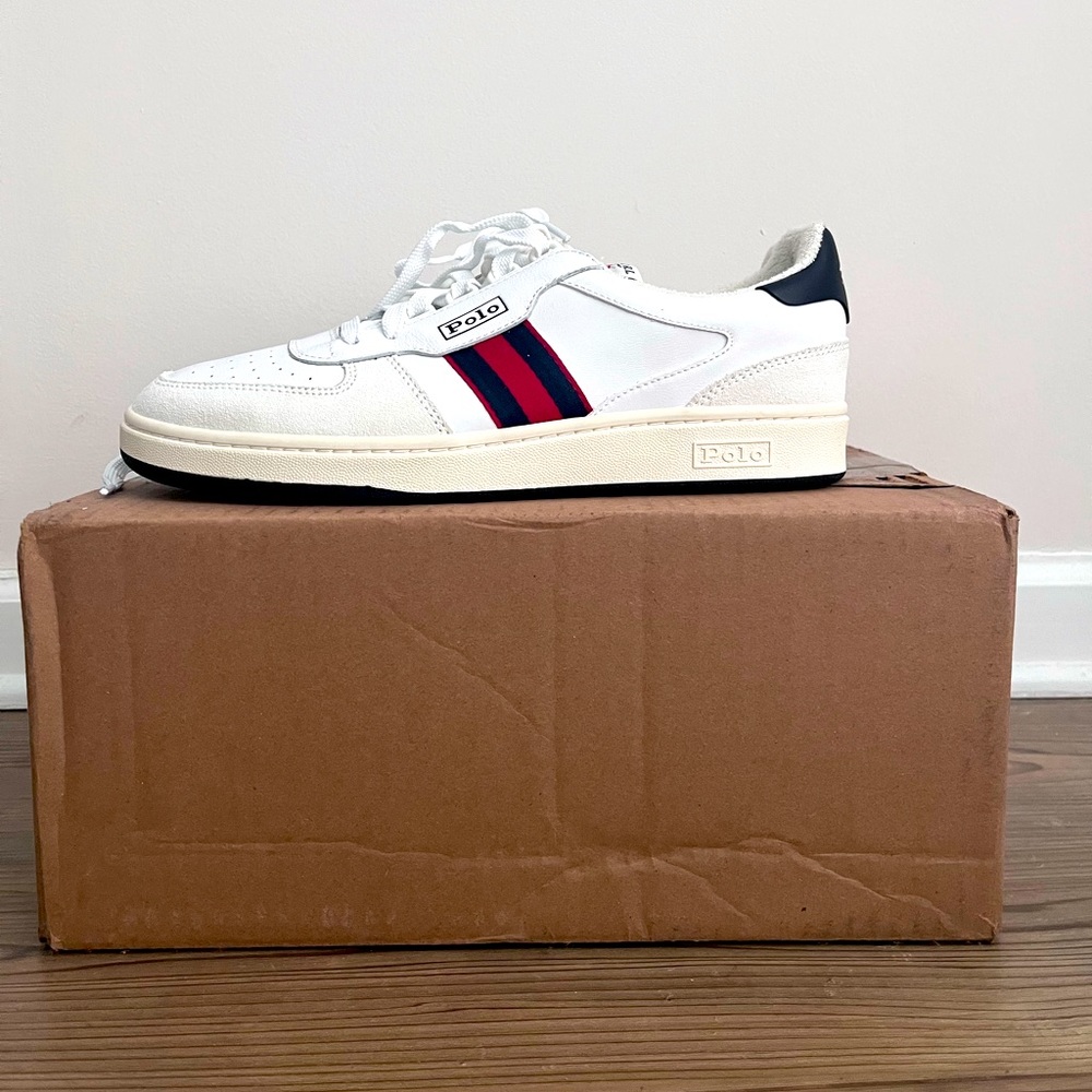 Men’s Polo Ralph Lauren White Polo Court Sneakers